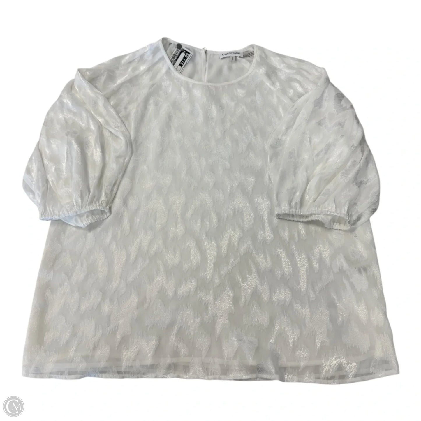 Top Long Sleeve By Calvin Klein In White, Size: M