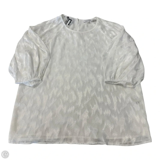 Top Long Sleeve By Calvin Klein In White, Size: M
