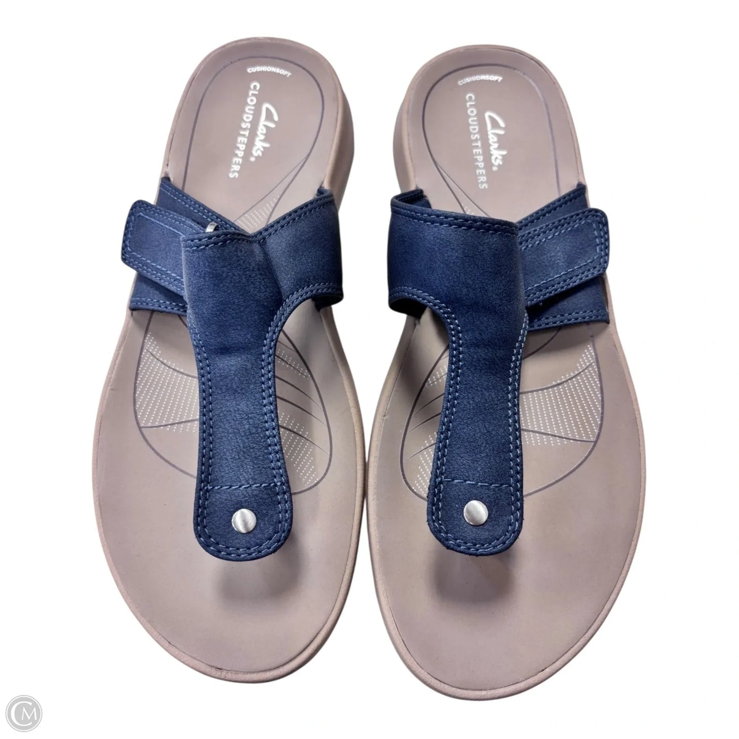 Sandals Flip Flops By Clarks In Blue & Tan, Size: 10