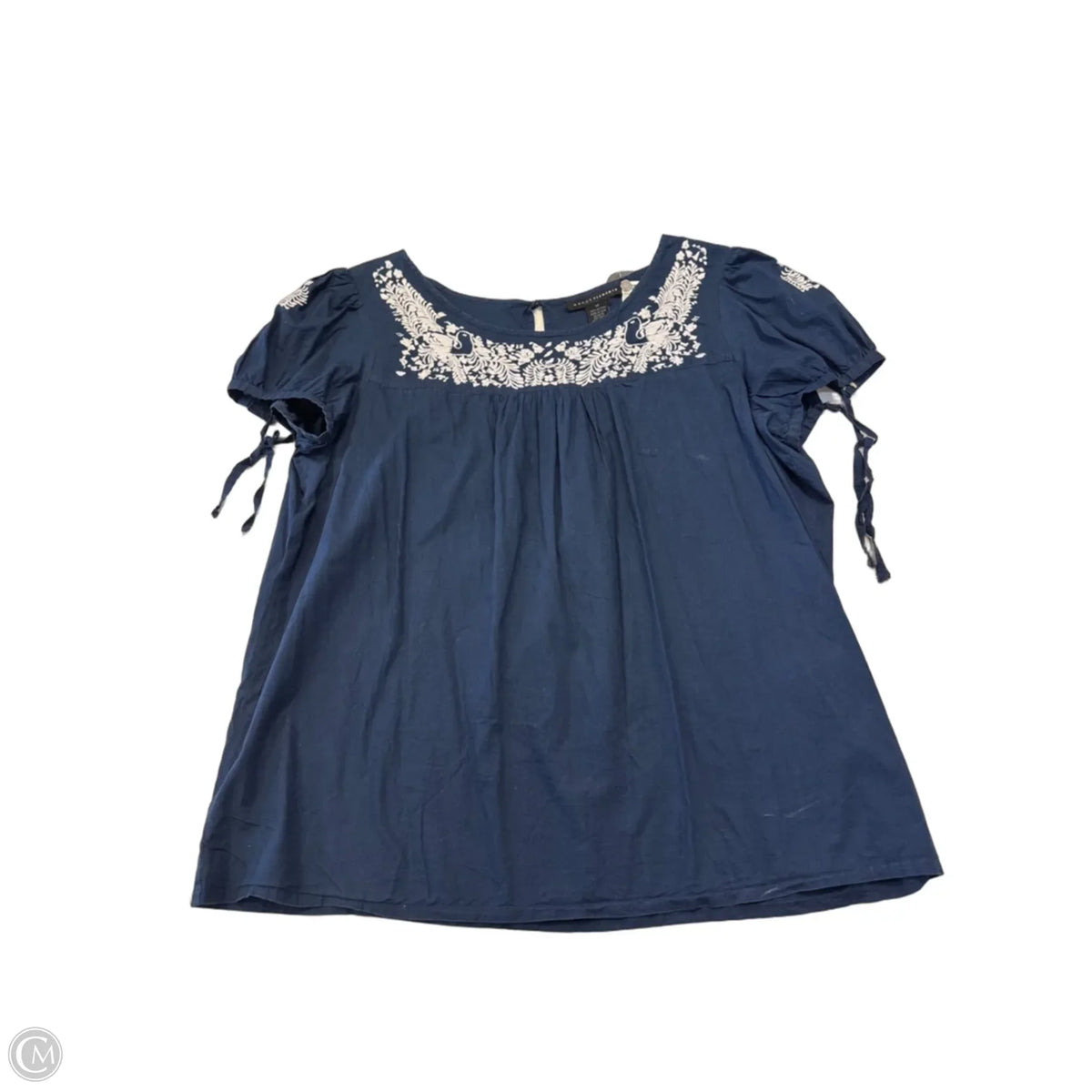 Top Short Sleeve By Grace Elements In Navy, Size: L