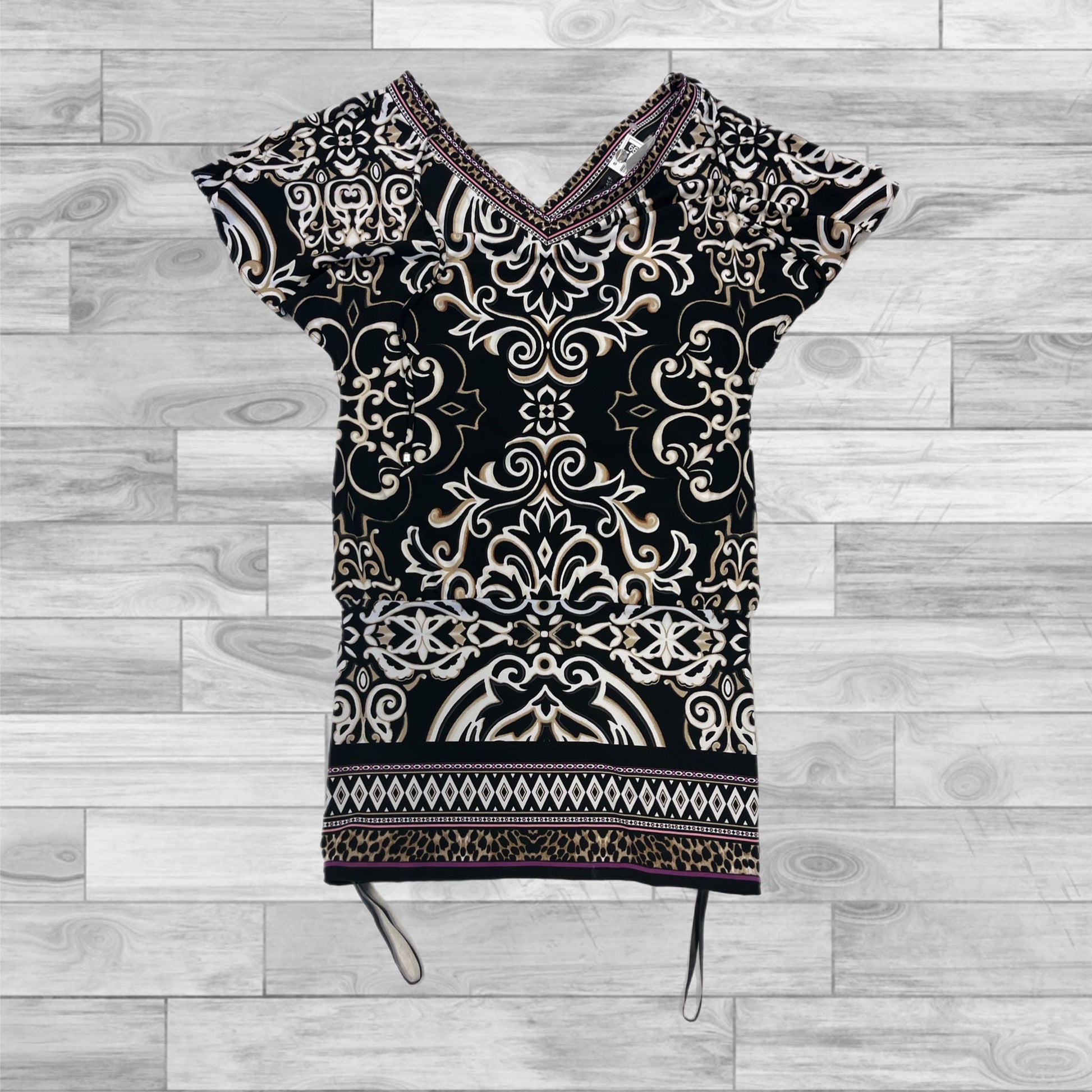 white house black market casual dresses White House Black Market Women Gray Tan Casual Dress M Studded Neck Jersey