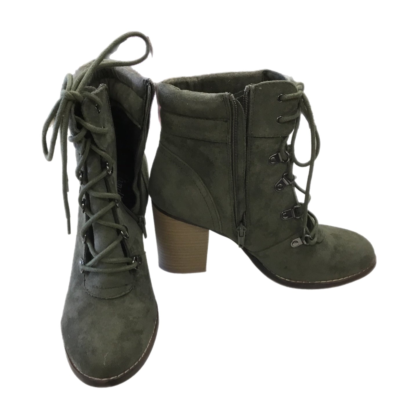 Boots Ankle Heels By Candies In Green, Size: 9.5