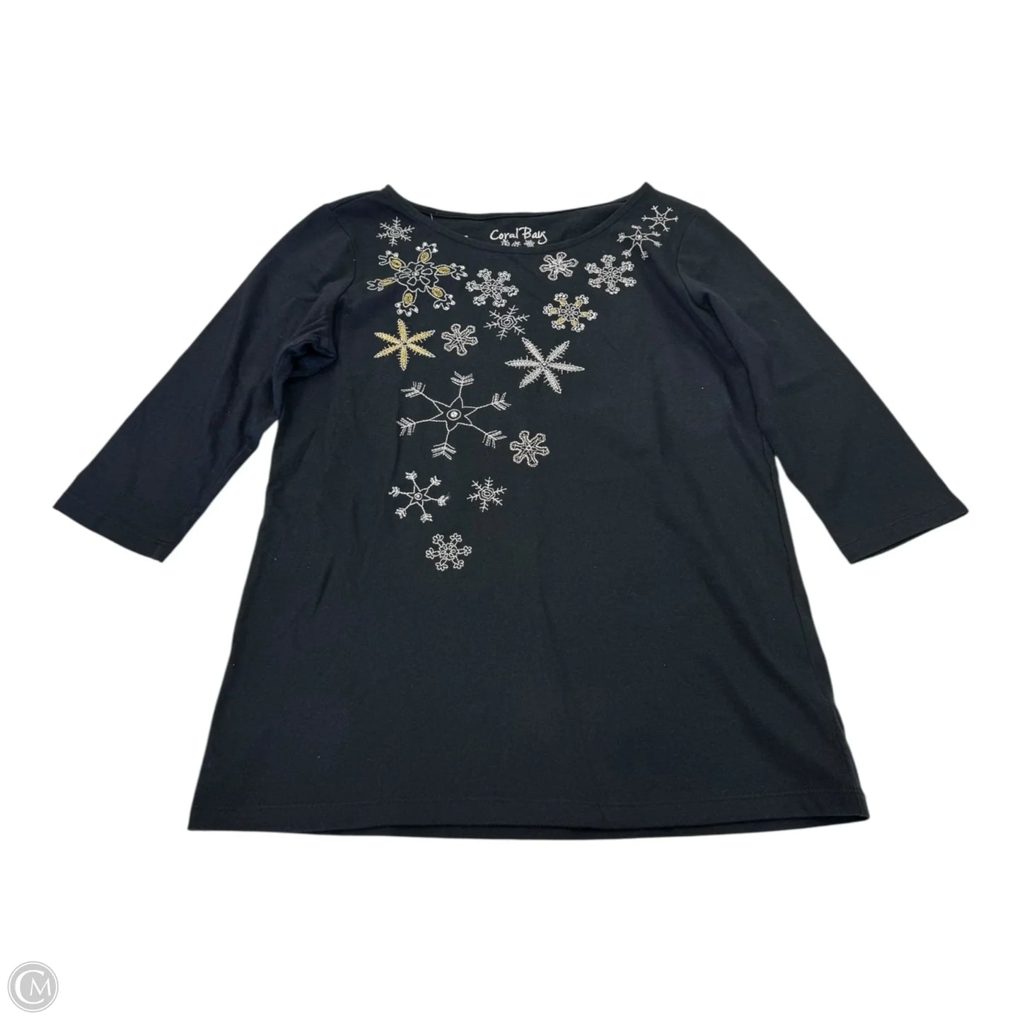 Top Long Sleeve By Coral Bay In Black, Size: Mp