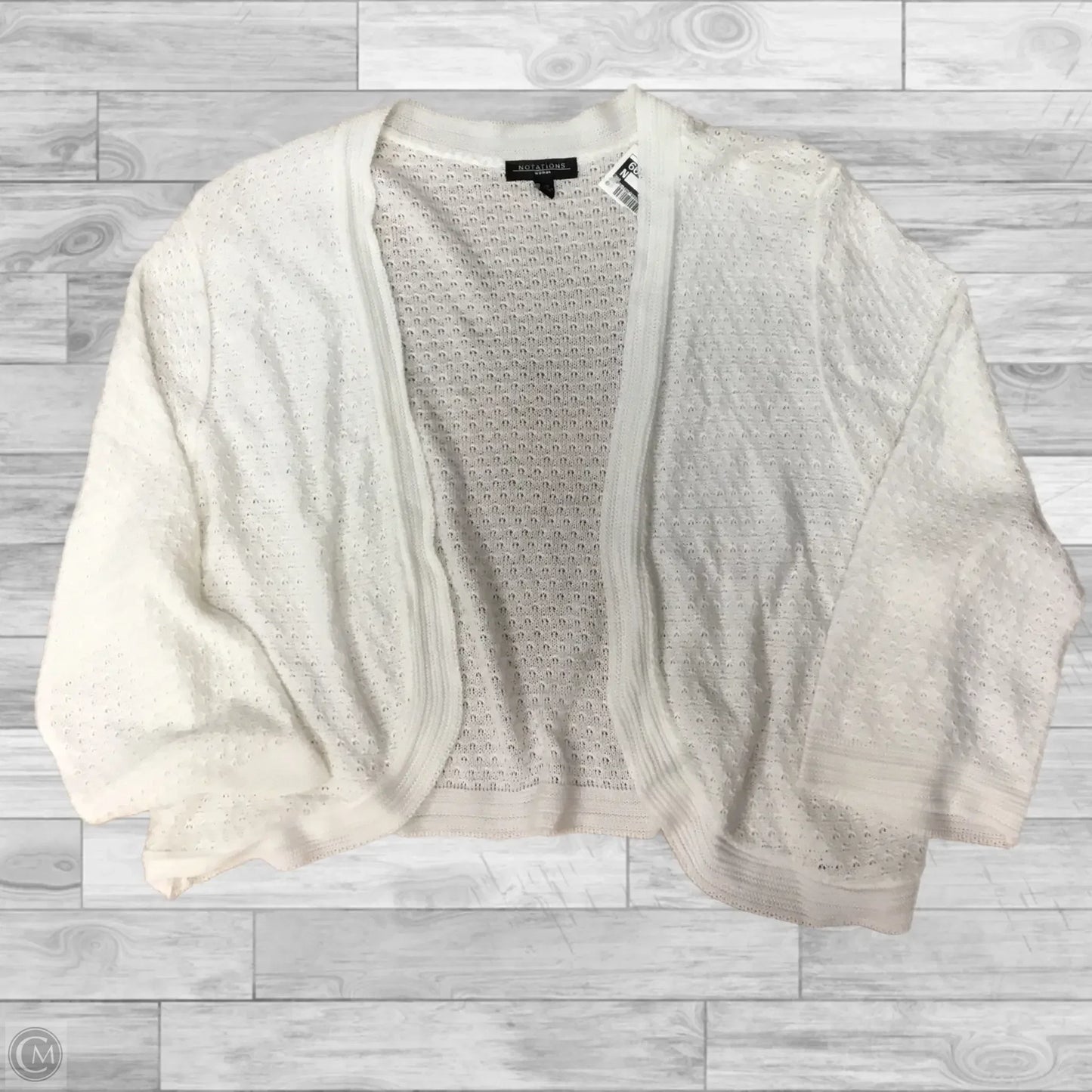 Cardigan By Notations In White, Size: 2x