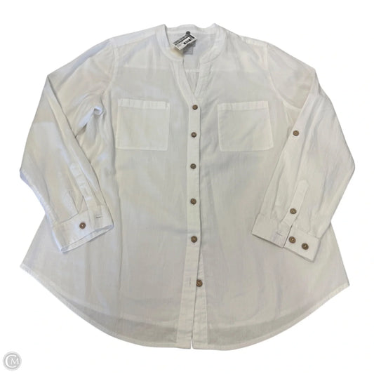 Top 3/4 Sleeve By Chicos In White, Size: 12