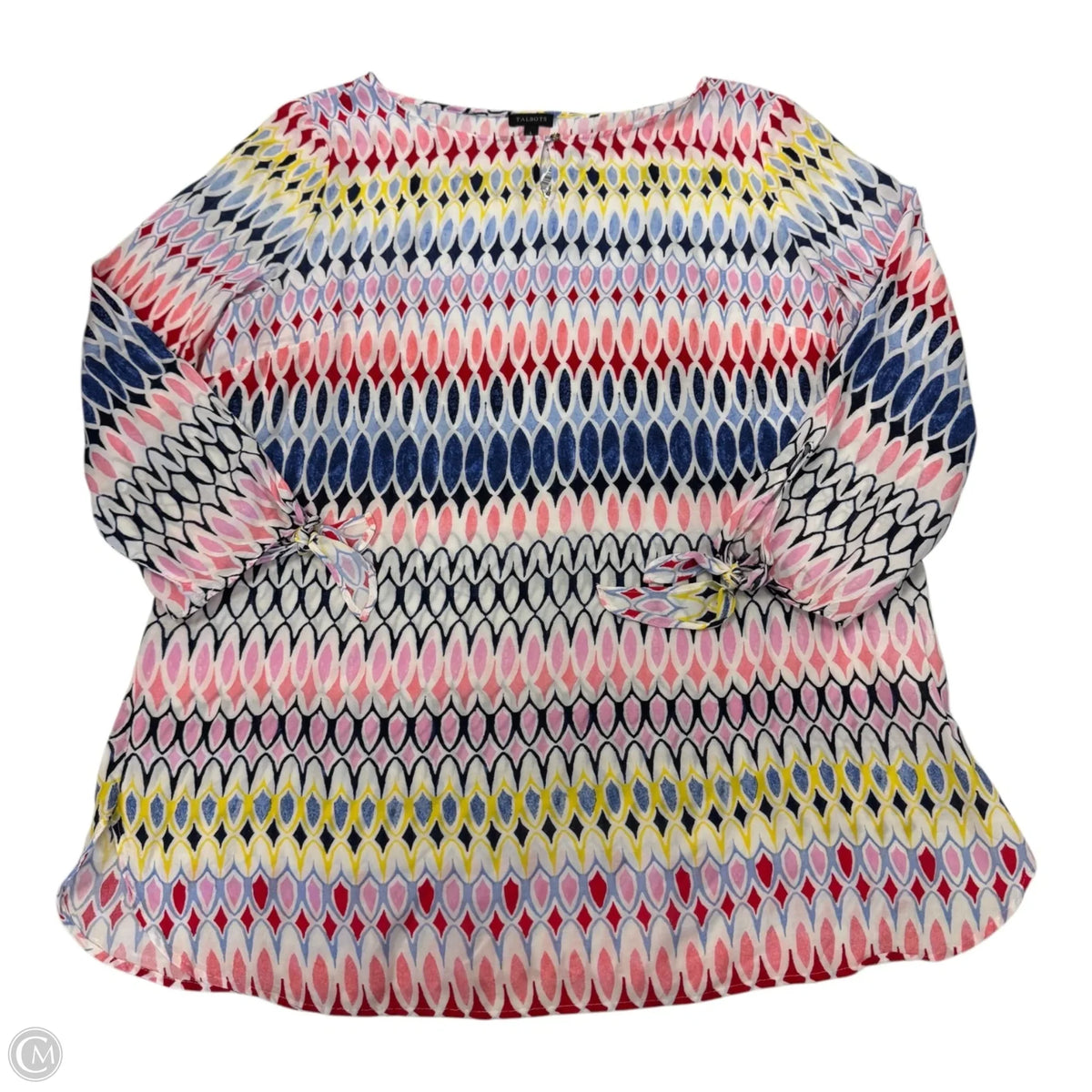 Top 3/4 Sleeve By Talbots In Geometric Pattern, Size: L