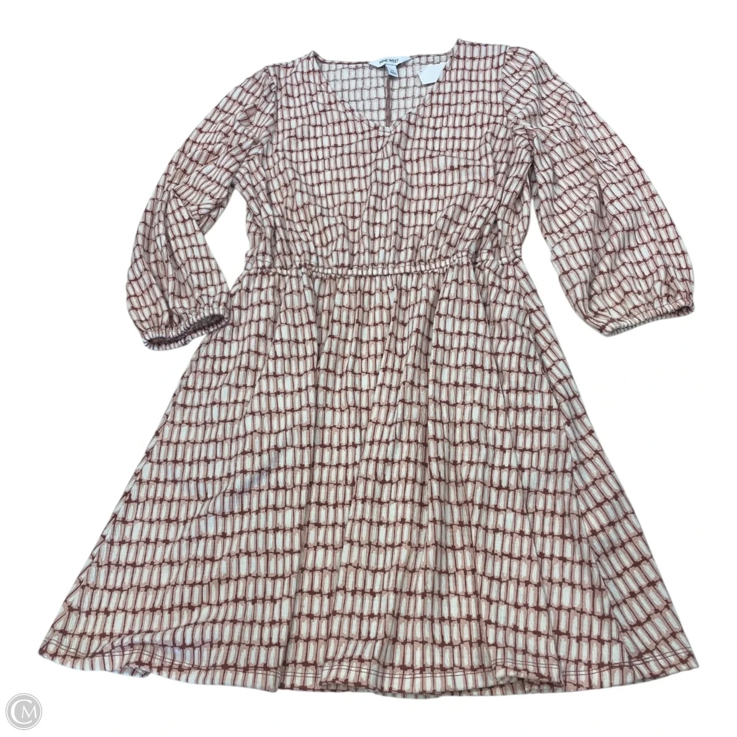 Dress Casual Midi By Nine West In Pink & White, Size: M