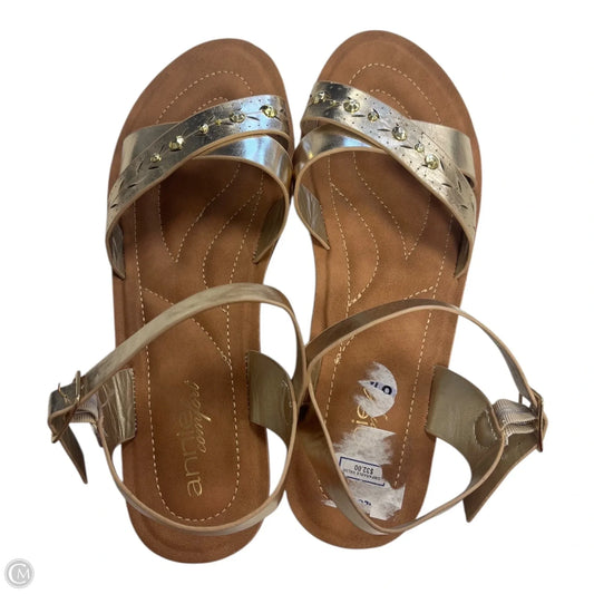 Sandals Heels Wedge By Annie In Gold, Size: 8.5