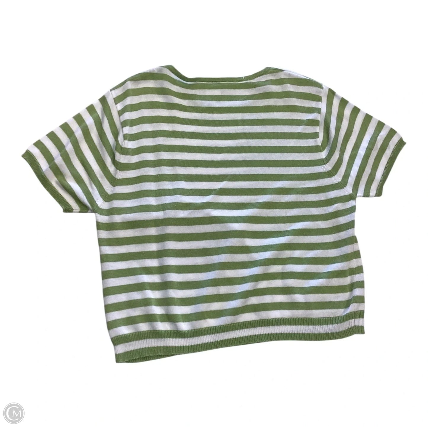 Top Short Sleeve By Talbots In Striped Pattern, Size: L