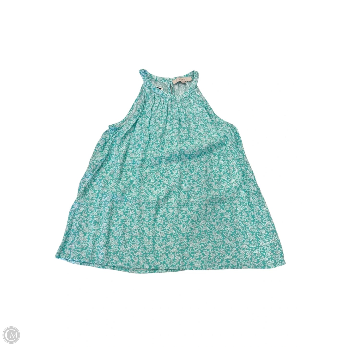 Top Sleeveless By Loft In Green & White, Size: M
