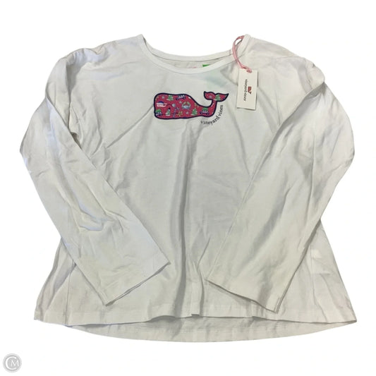Top Long Sleeve By Vineyard Vines In Pink & White, Size: Xl