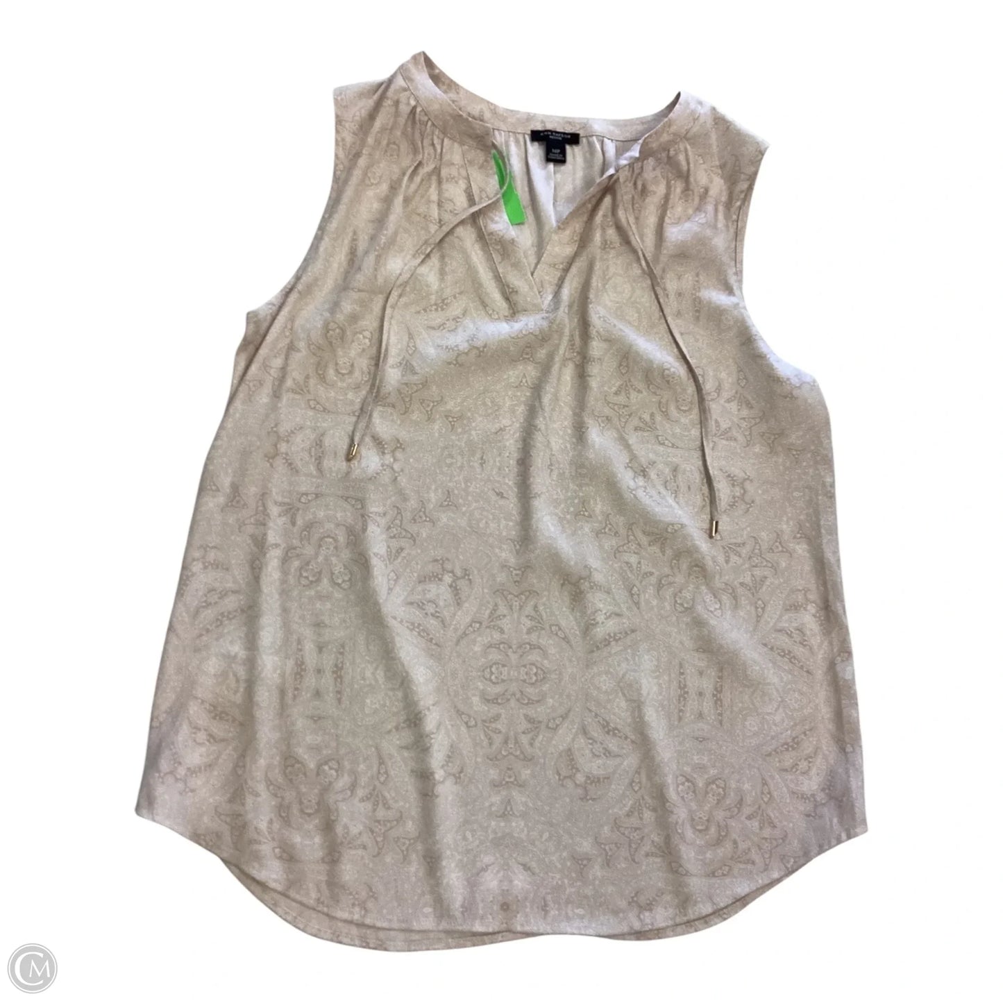 Top Sleeveless By Ann Taylor In Tan & White, Size: Mp
