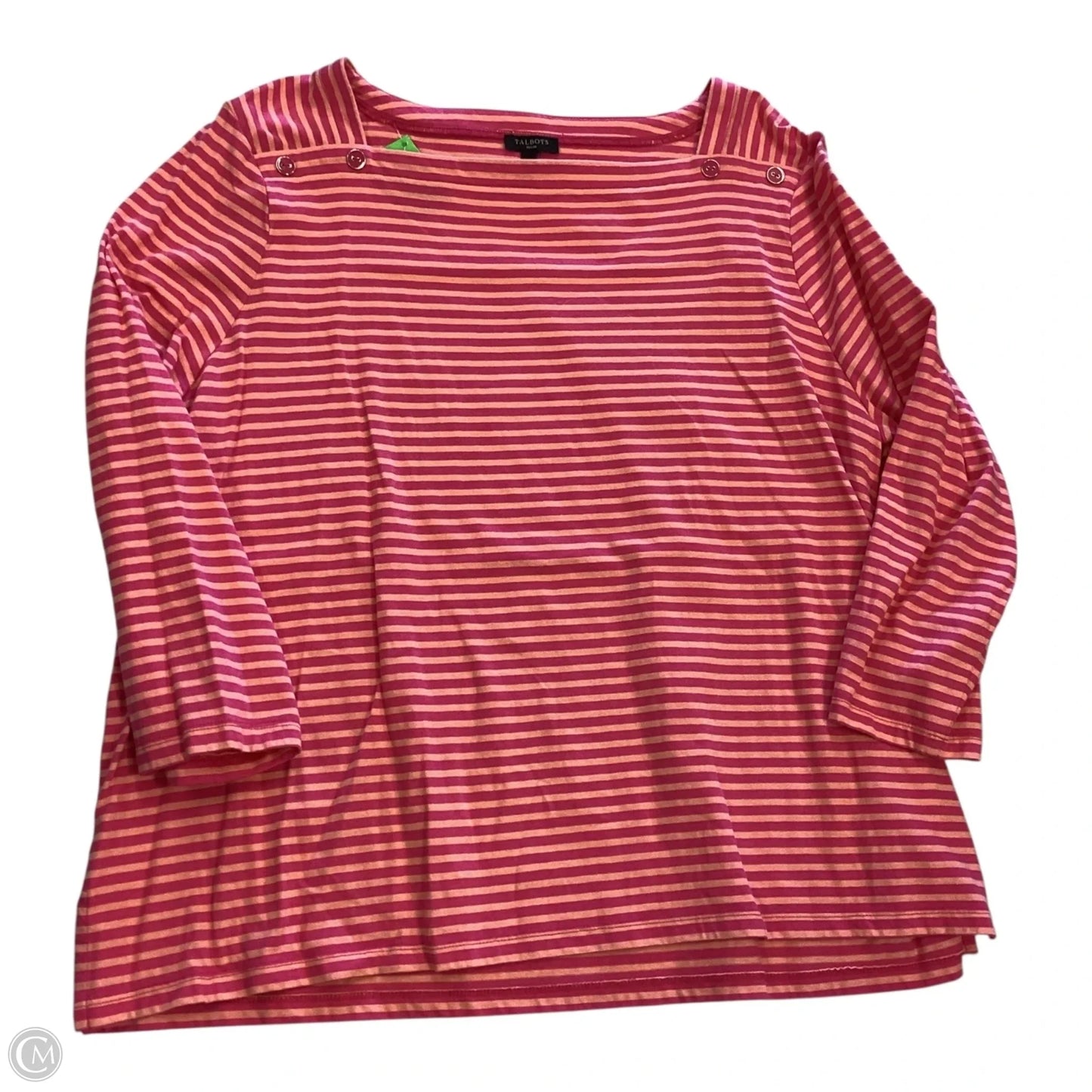 Top 3/4 Sleeve By Talbots In Striped Pattern, Size: Xlp