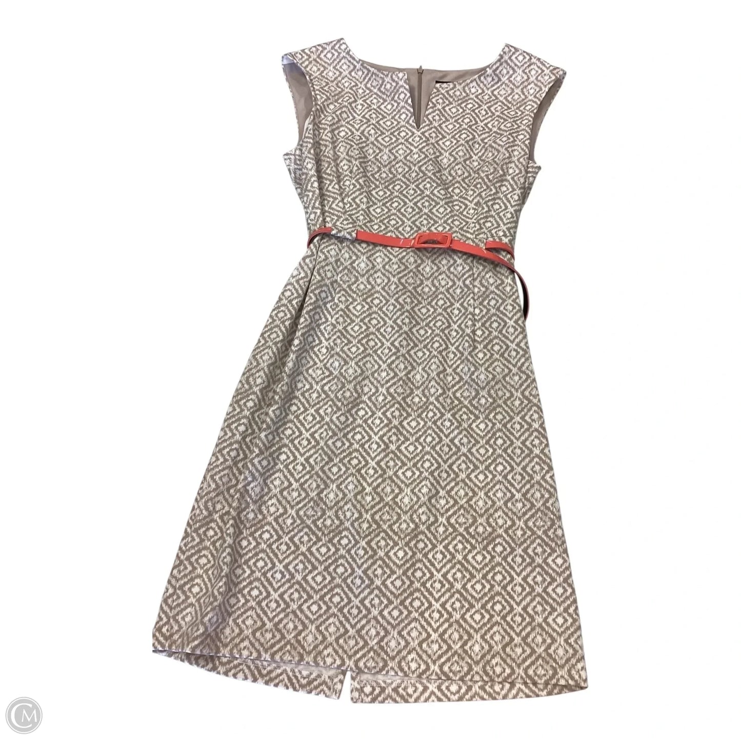 Dress Casual Midi By Connected Apparel In Tan & White, Size: 10