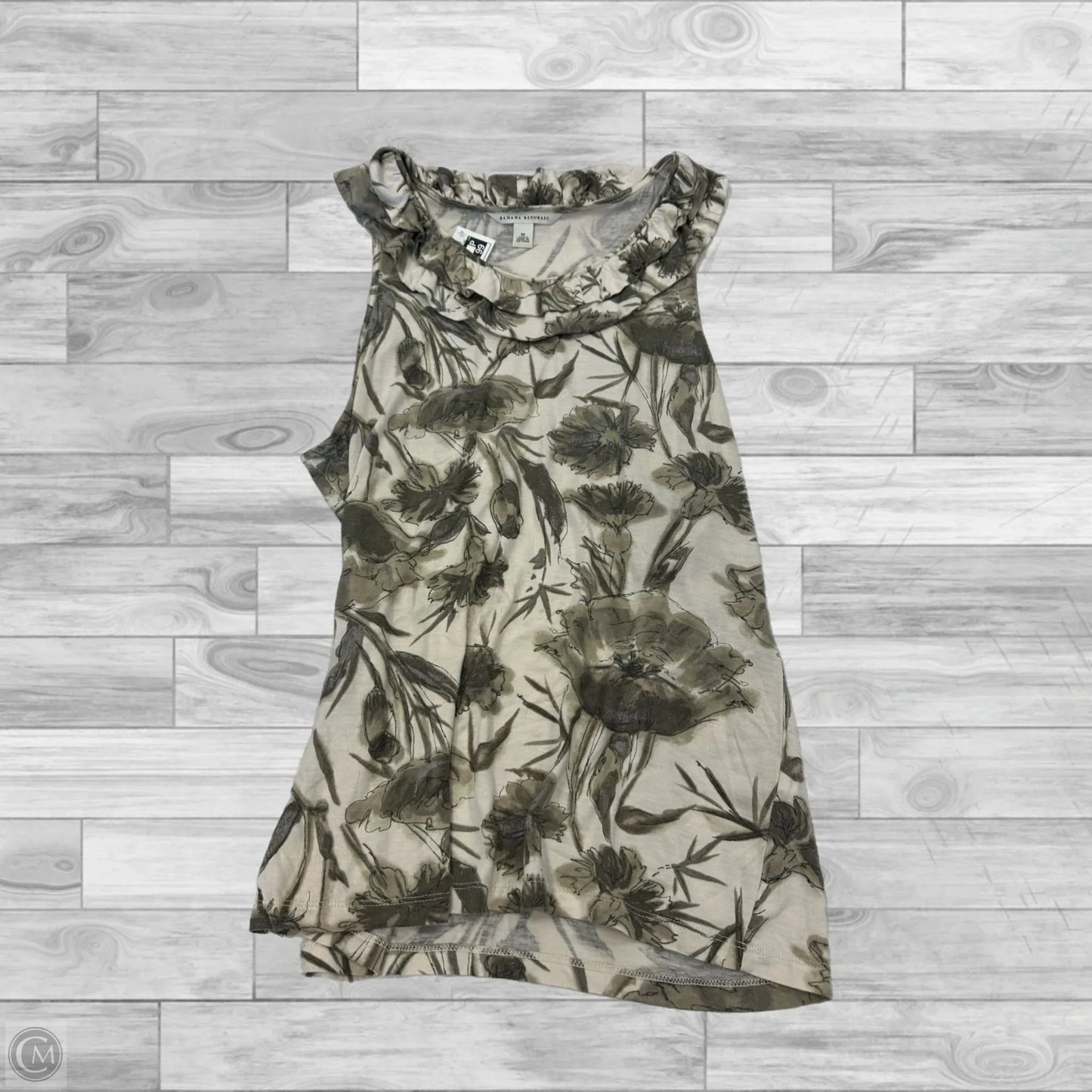 Top Sleeveless By Banana Republic In Cream & Grey, Size: M