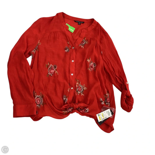 Top Long Sleeve By Zac And Rachel In Brown & Red, Size: Lp