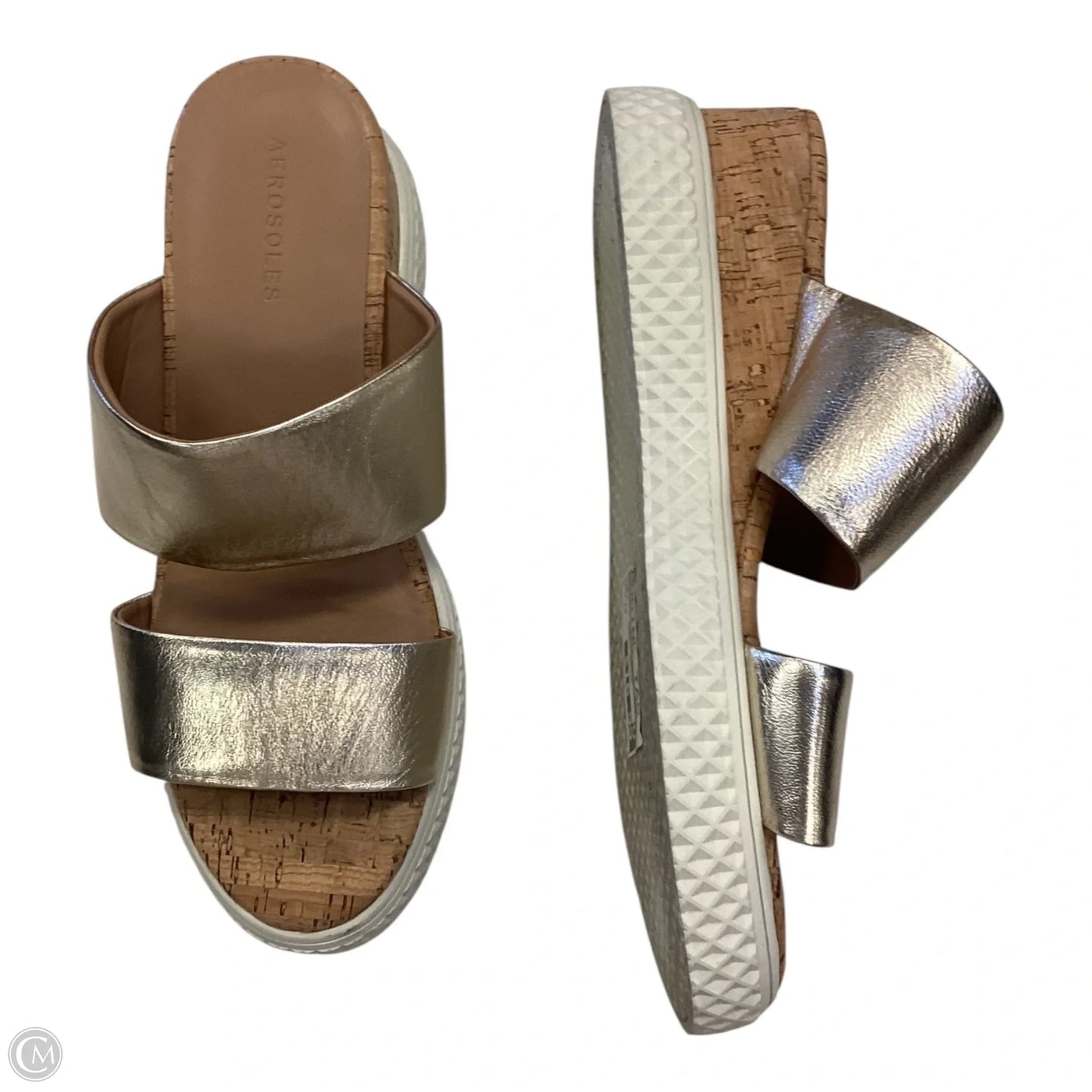 Sandals Heels Wedge By Aerosoles In Gold, Size: 10