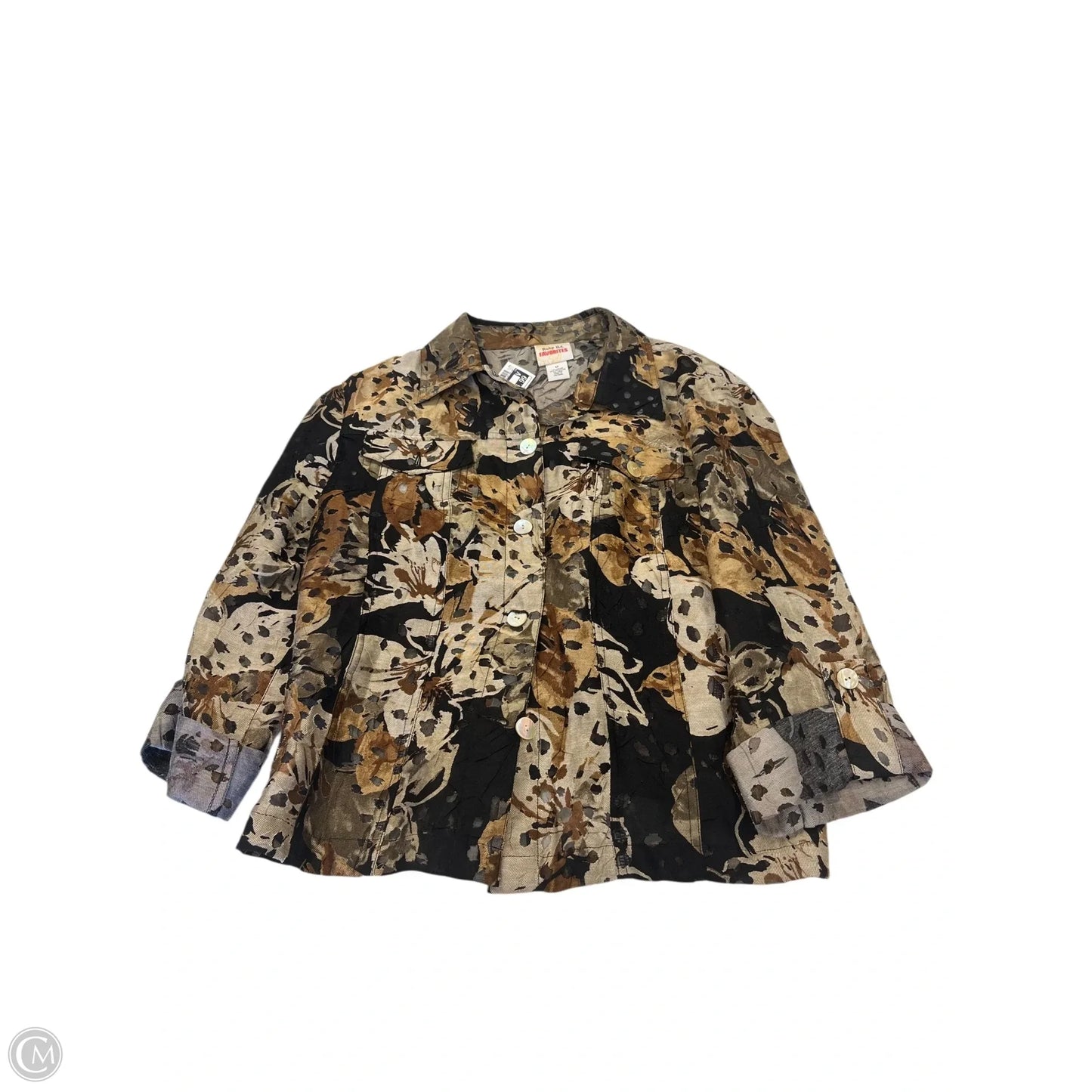 Jacket Shirt By Ruby Rd In Black & Brown, Size: 12