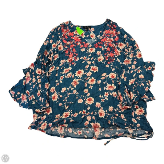 Top 3/4 Sleeve By Jessica Simpson In Floral Print, Size: L