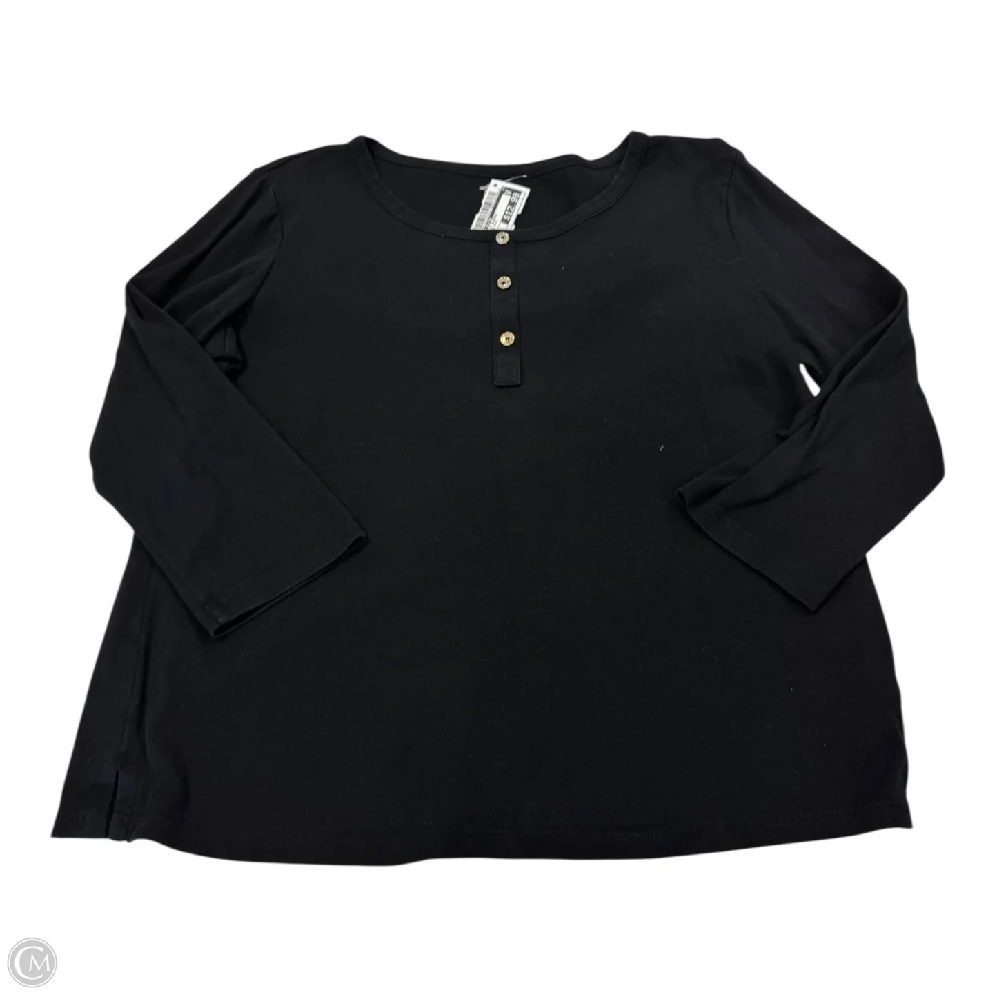 Top 3/4 Sleeve By Anne Klein In Black & Gold, Size: Xl
