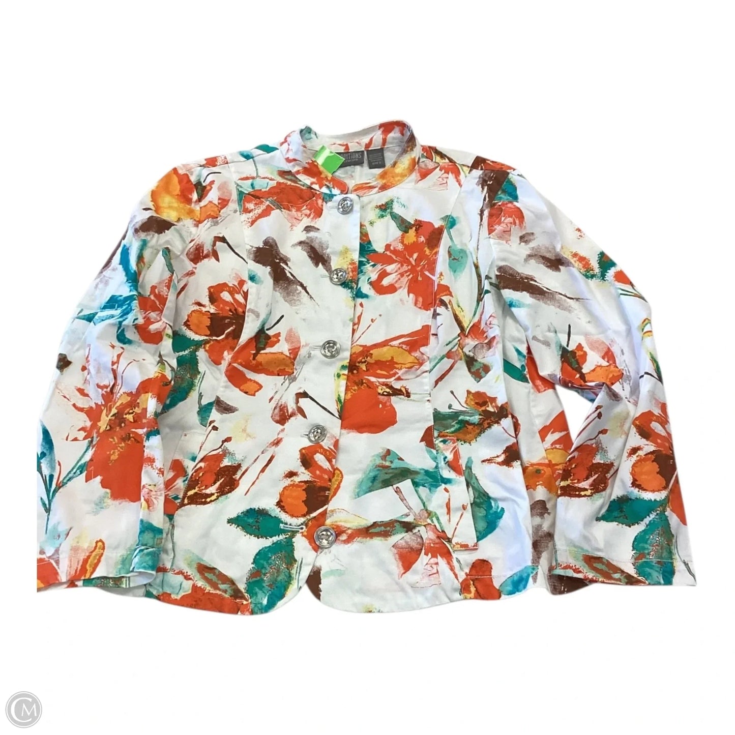 Blazer By Chicos Private Collection In Floral Print, Size: L