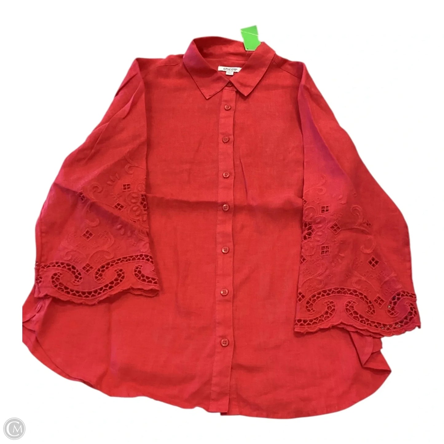 Top Long Sleeve By Chicos In Red, Size: L