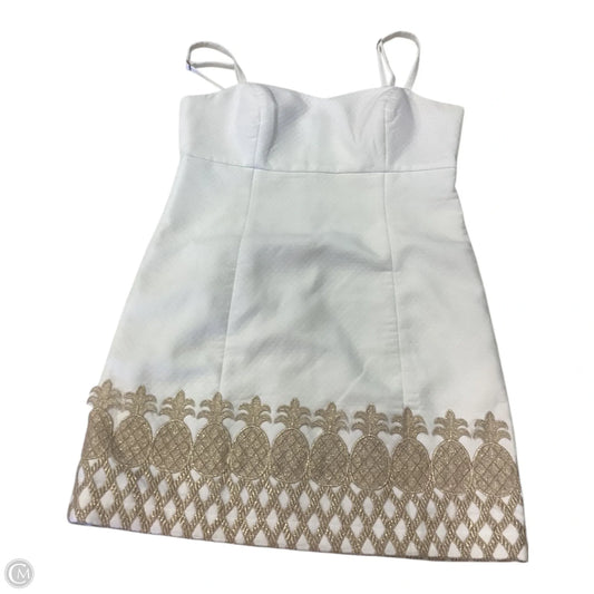 Dress Designer By Lilly Pulitzer In Gold & White, Size: 8