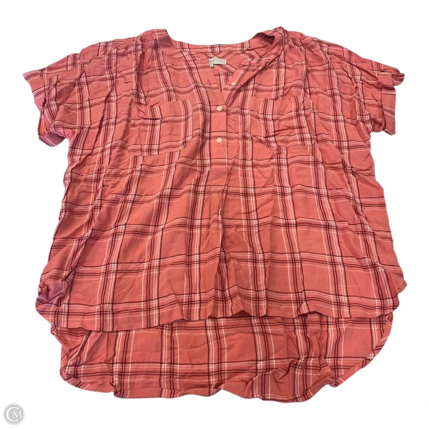 Top Short Sleeve By Loft In Striped Pattern, Size: M