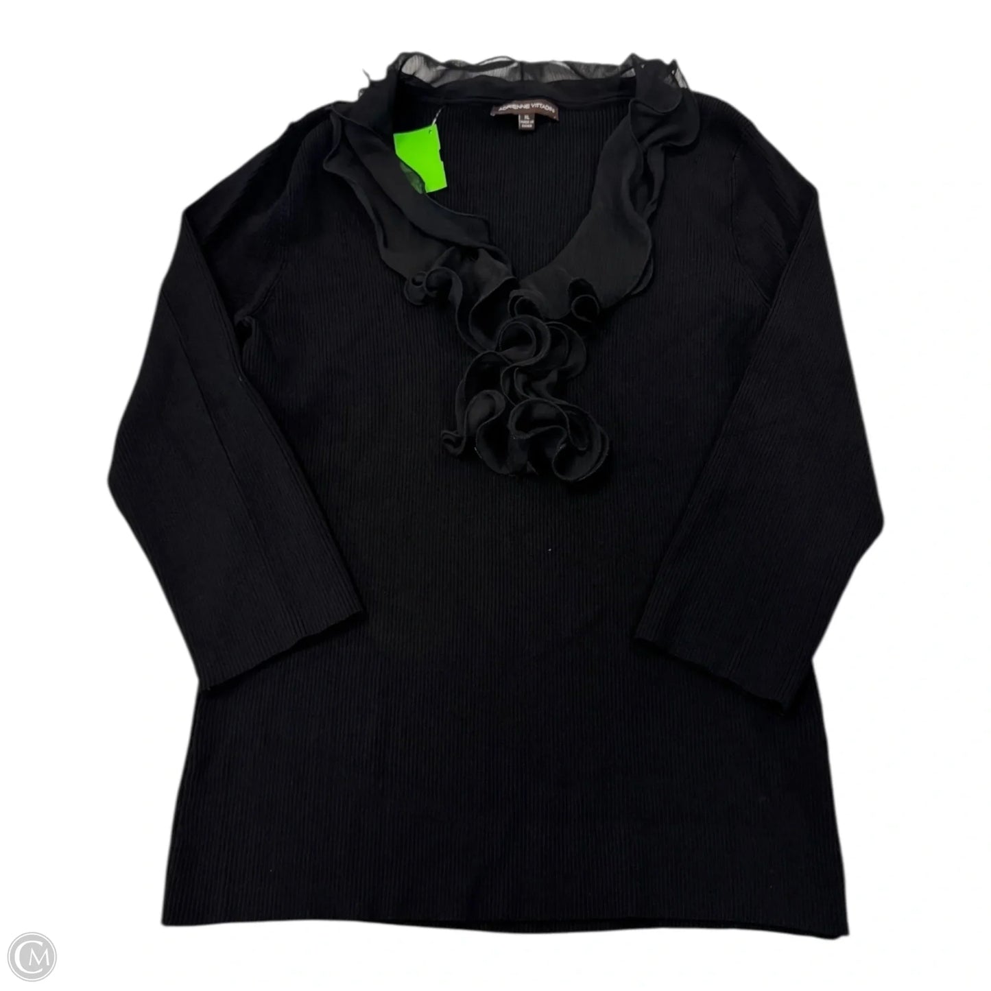 Top Long Sleeve By Adrienne Vittadini In Black, Size: Xl