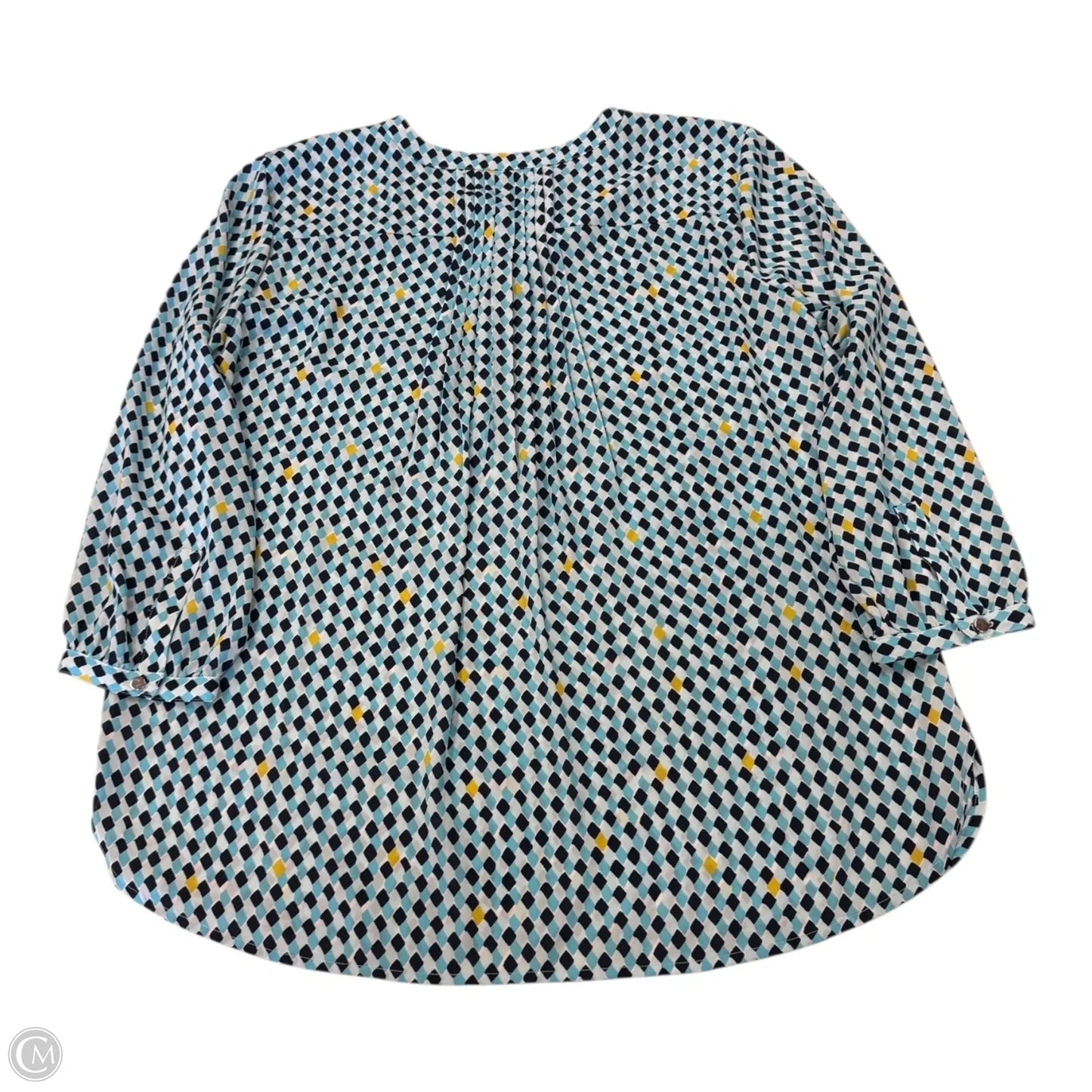 Top 3/4 Sleeve By Jm Collections In Blue & Yellow, Size: L