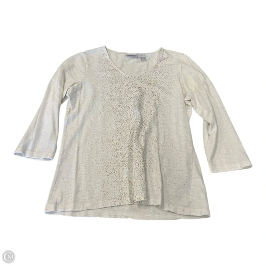 Top 3/4 Sleeve By Chicos Private Collection In Gold & White, Size: S