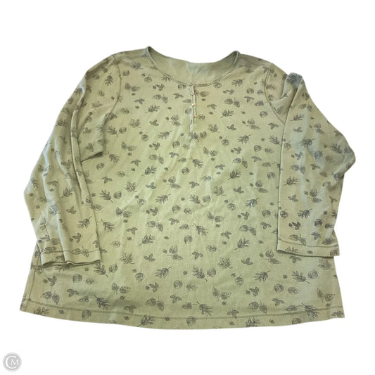 Top Long Sleeve By Essentials In Green, Size: 2x