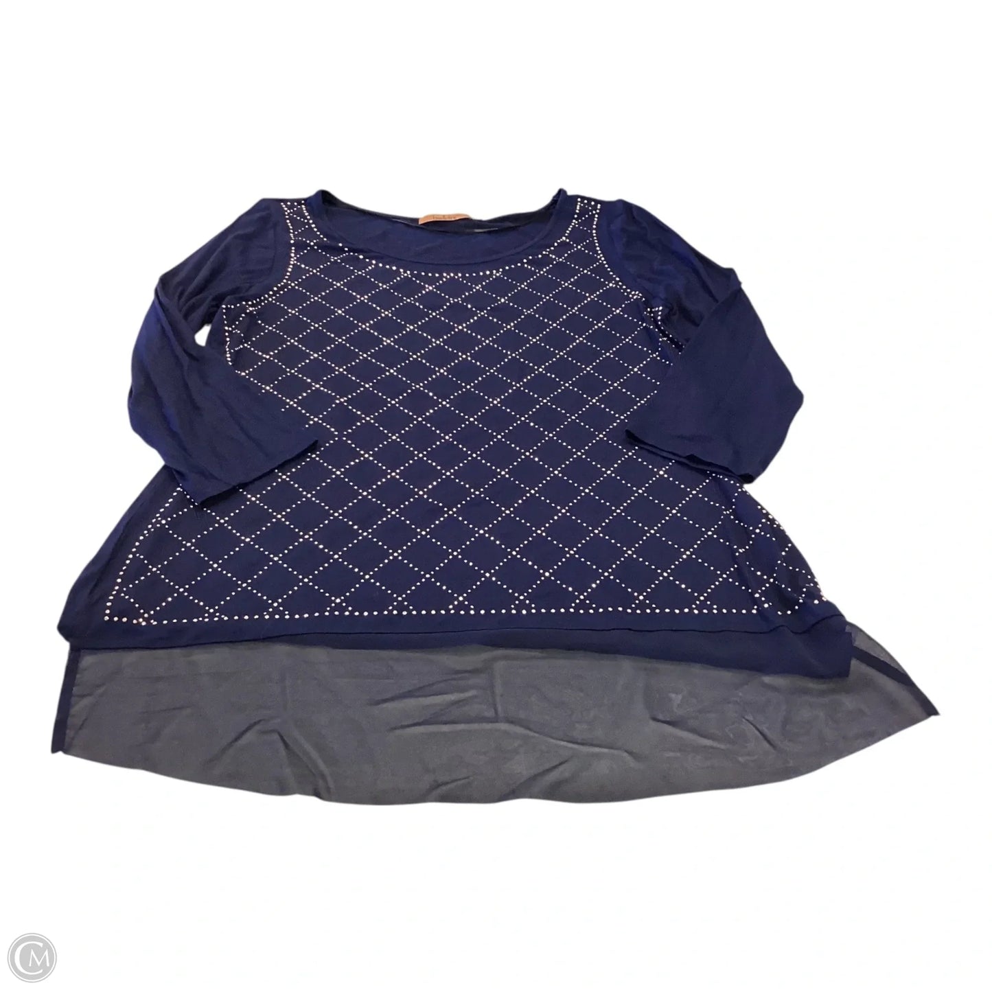 Top 3/4 Sleeve By Belldini In Blue & Gold, Size: M