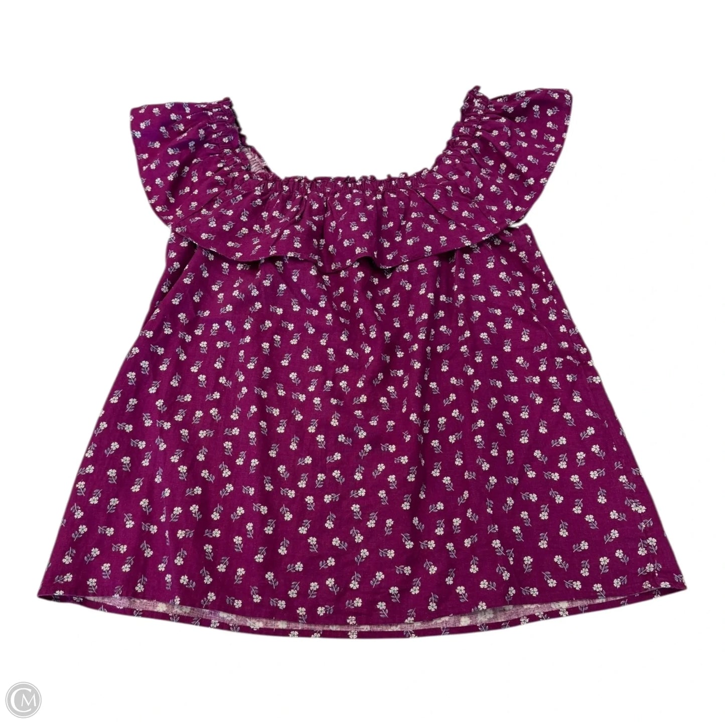 Top Short Sleeve By Loft In Purple & White, Size: S