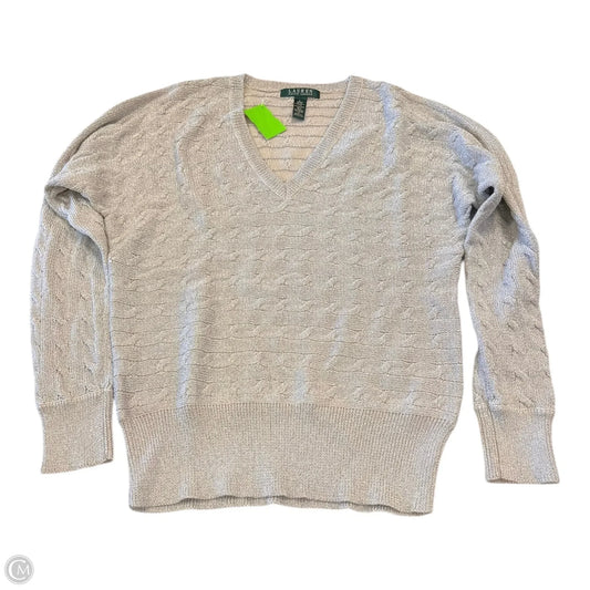 Sweater By Lauren By Ralph Lauren In Silver, Size: L