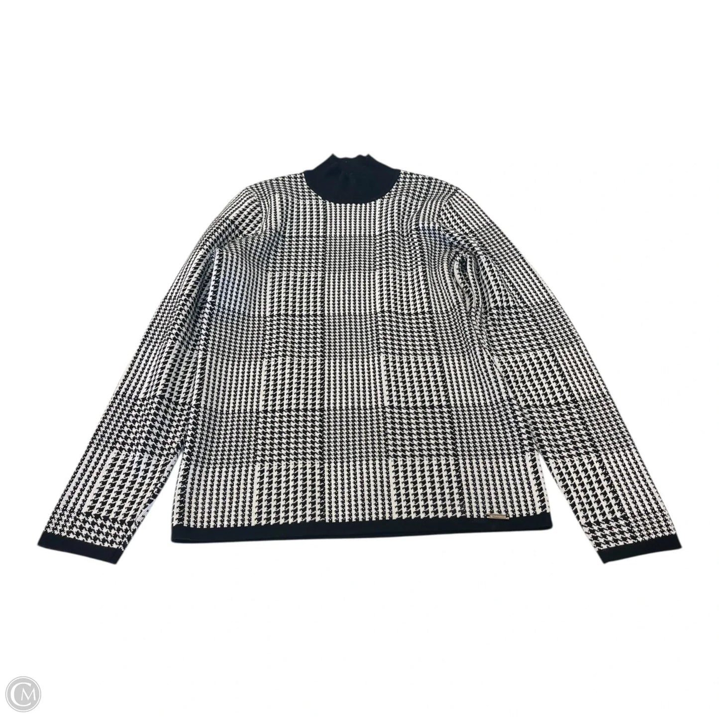 Top Long Sleeve By Tahari In Black & White, Size: M
