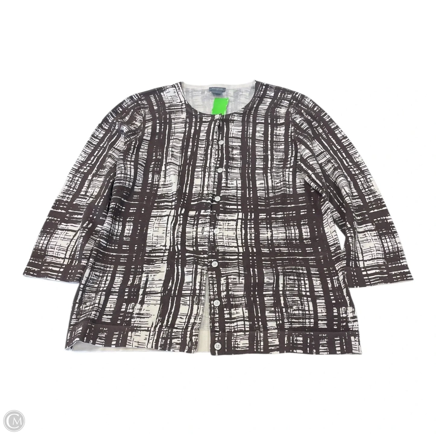 Cardigan By Ann Taylor In Brown & Cream, Size: L