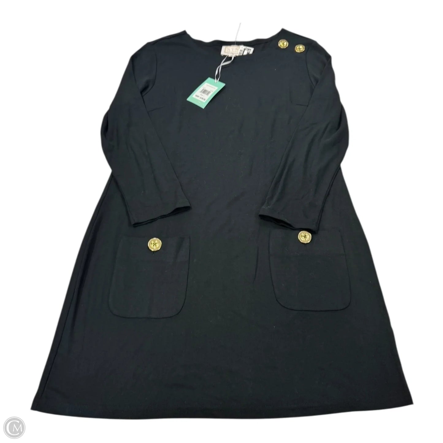 Dress Casual Midi By Sail To Sable In Black & Gold, Size: L