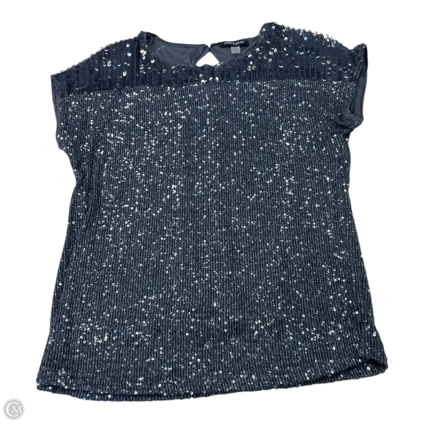 Top Short Sleeve By Cable And Gauge In Grey & Silver, Size: S