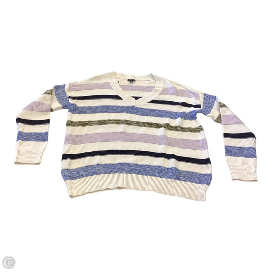 Cardigan By Ann Taylor In Striped Pattern, Size: L