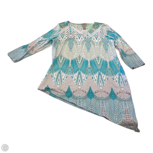 Top 3/4 Sleeve By Easywear By Chicos In Geometric Pattern, Size: S