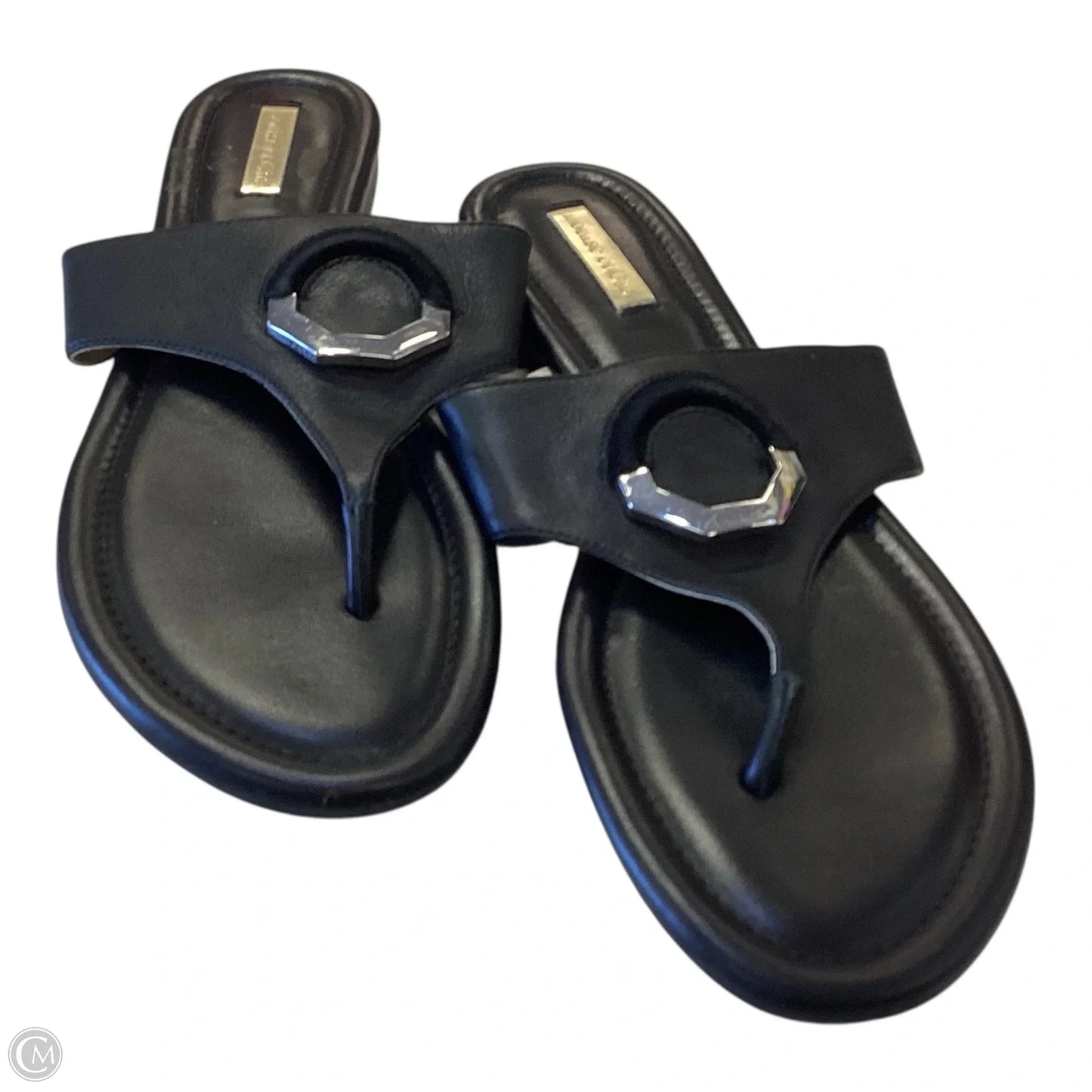 Sandals Flip Flops By Louise Et Cie In Black & Silver, Size: 9