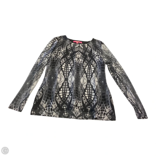 Top Long Sleeve By Catherine Malandrino In Black & Grey, Size: L