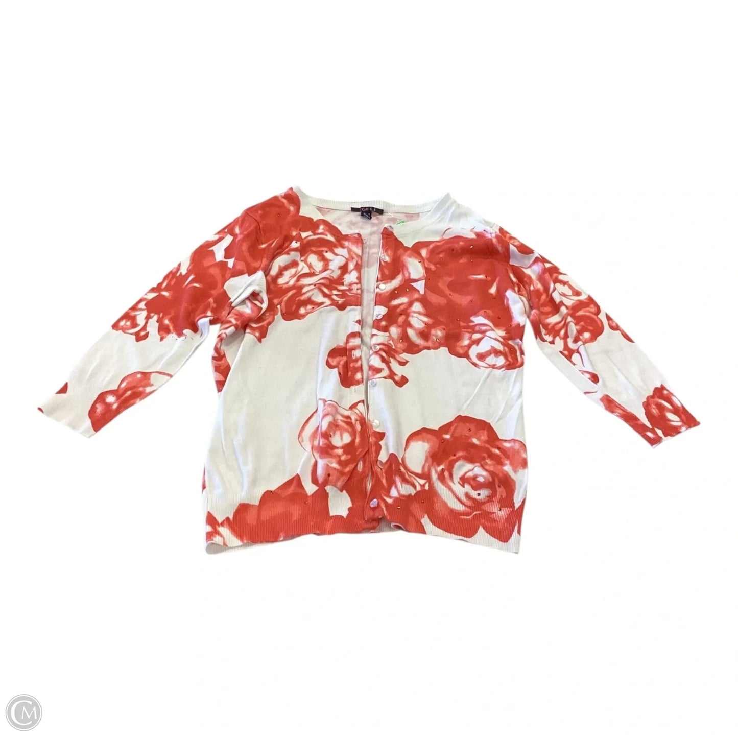 Cardigan By Cyrus In Orange & White, Size: S