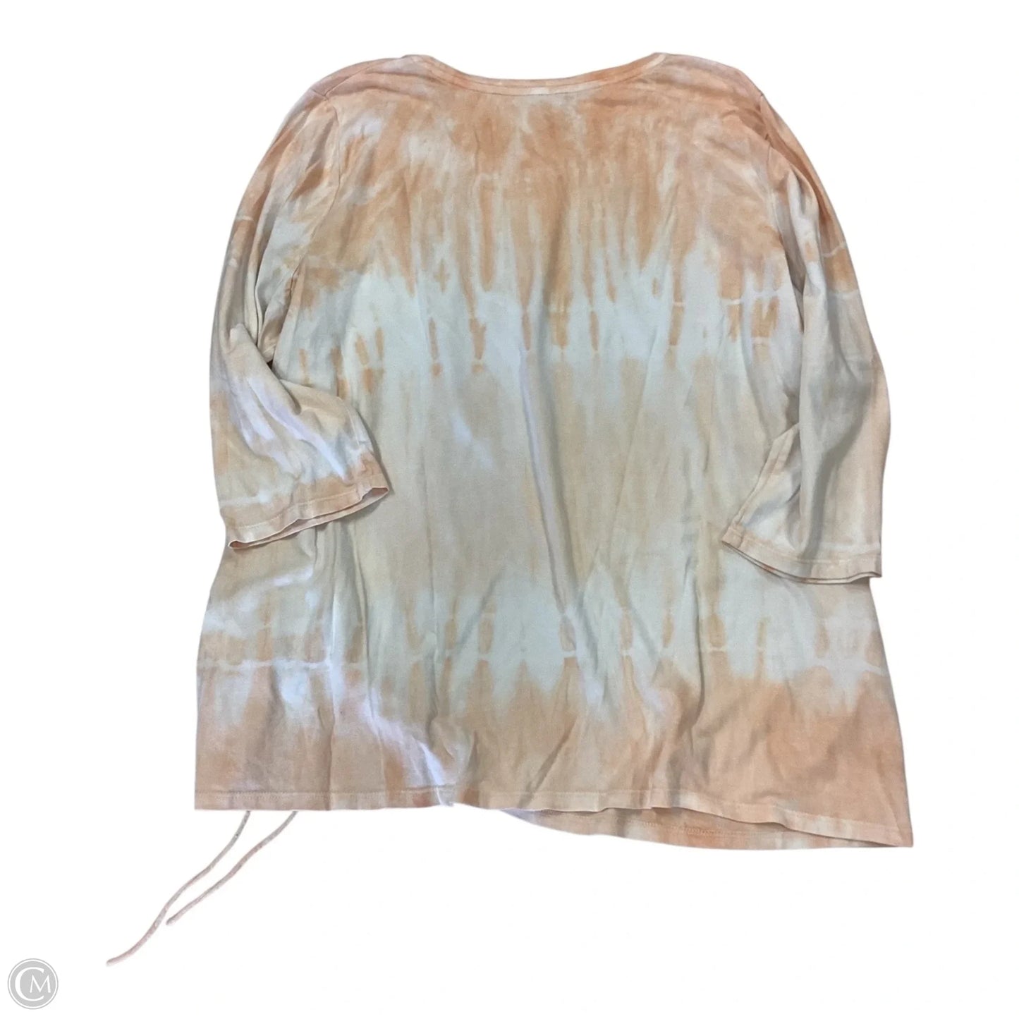 Top 3/4 Sleeve By Chicos In Orange & White, Size: 2x