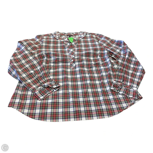 Top Long Sleeve By Talbots In Plaid Pattern, Size: Lp