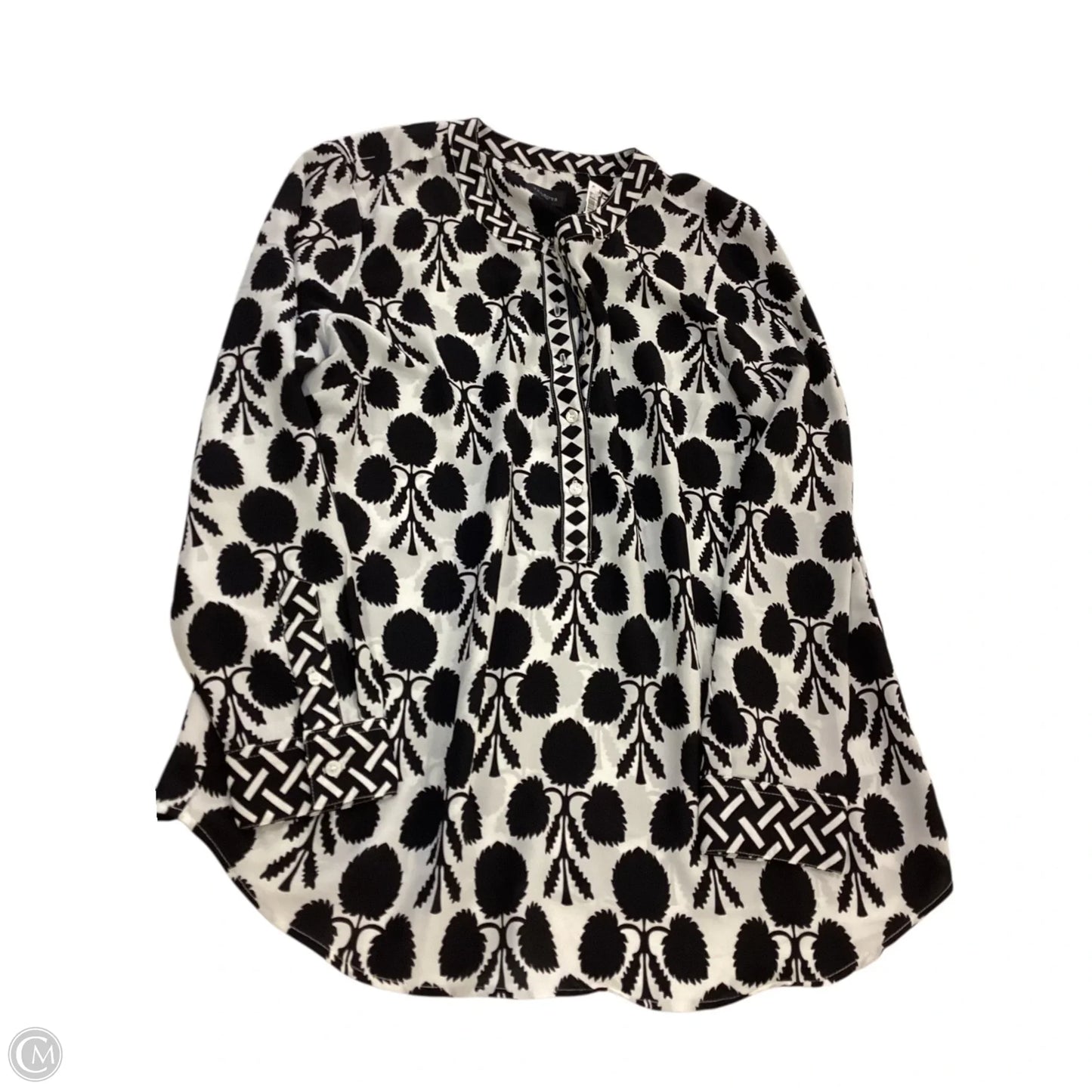 Top Long Sleeve By Talbots In Black & Cream, Size: Lp