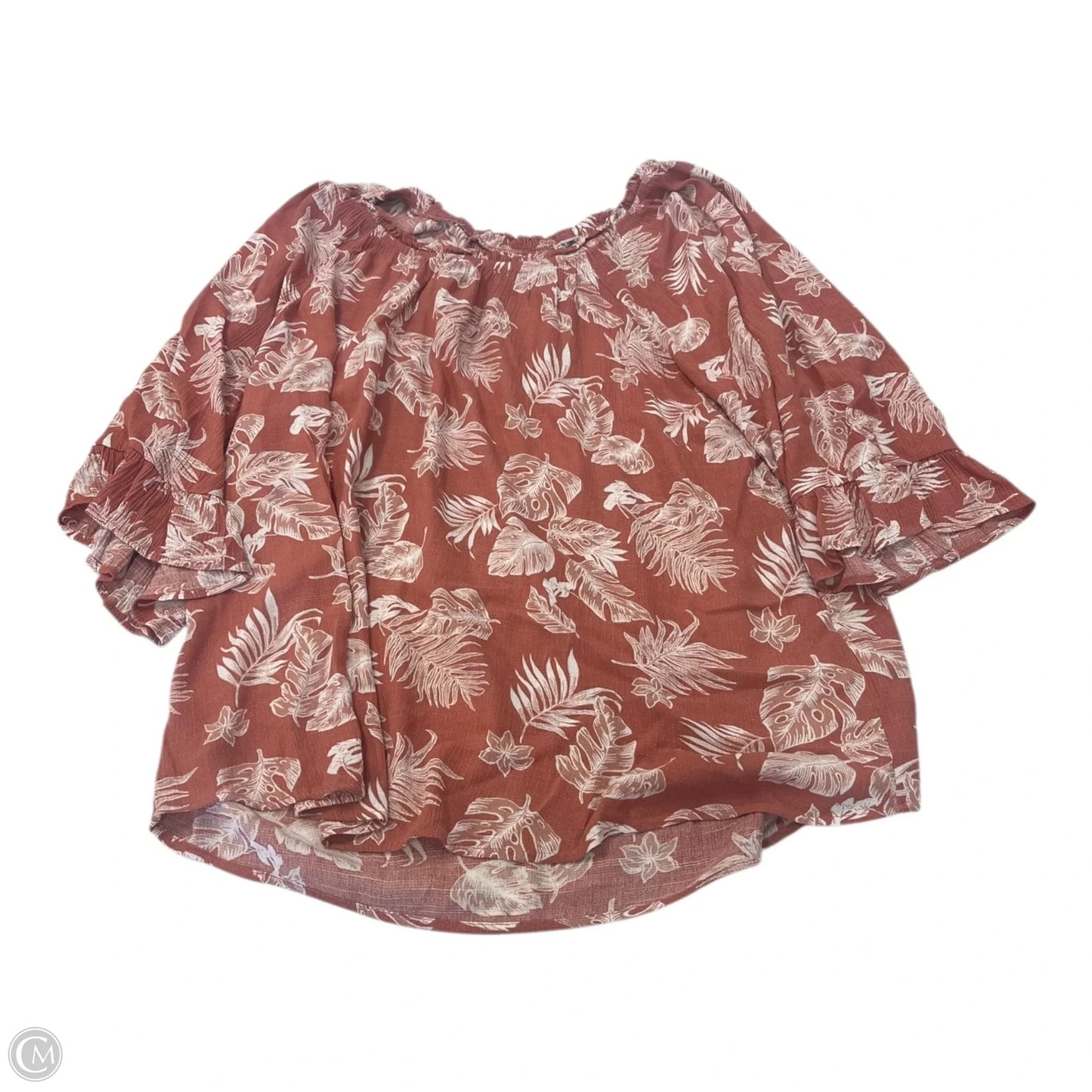 Top 3/4 Sleeve By Clothes Mentor In Pink & White, Size: Xlp