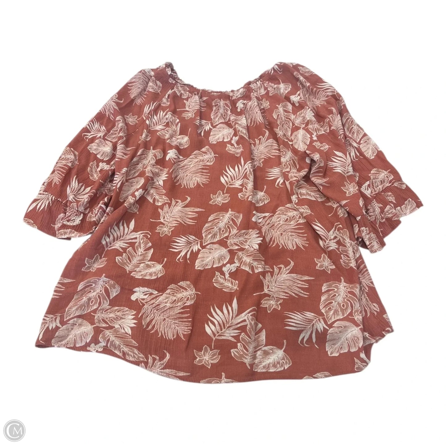 Top 3/4 Sleeve By Clothes Mentor In Pink & White, Size: Xlp