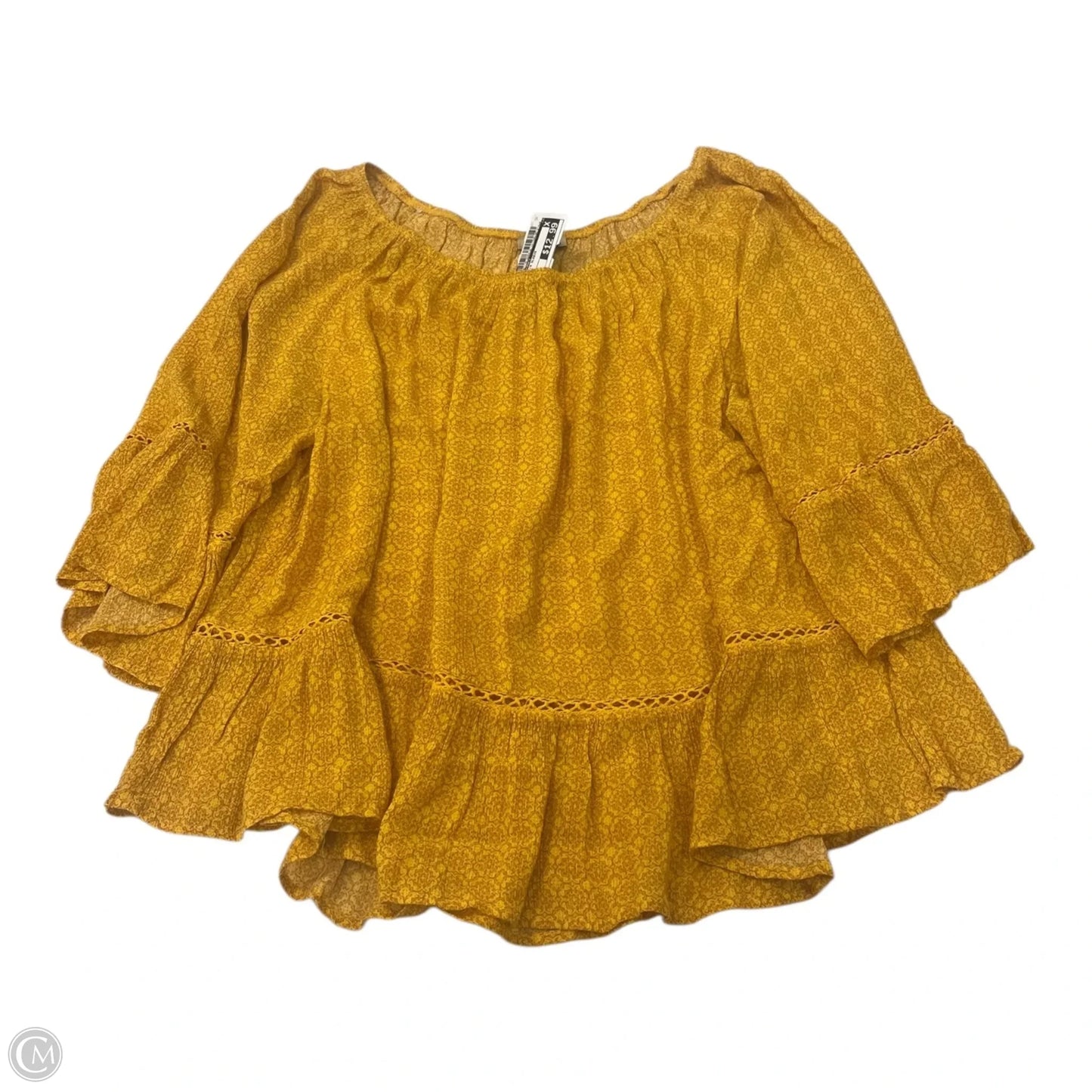Top 3/4 Sleeve By Democracy In Yellow, Size: Xl